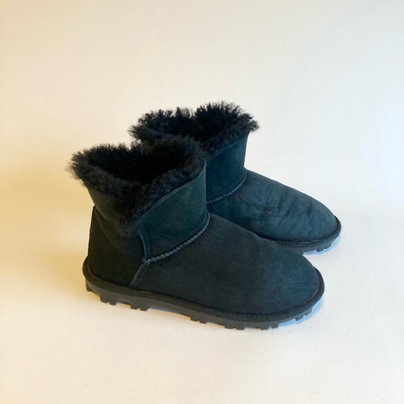Unbranded Black Suede 100% Shearling Wool Lining Rubber Outsole Boots size 7 - Picture 14 of 14